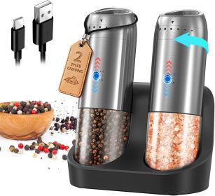 Gravity Electric Salt and Pepper Grinder Set with Rechargeable Base