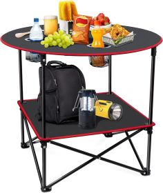 Portable Camping Table Folding Picnic Tables Lightweight Folding Table Waterproof Canvas Beach Table for Outside with 4 Cup Holders & Carry Bags
