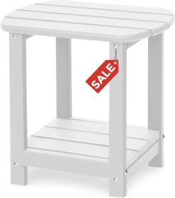 Outdoor Side Table,2-Tier Storage Patio Side Table