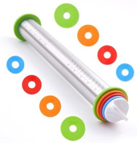 Rolling Pin with Thickness Rings, 17" Adjustable Stainless Steel Rolling Pins for Baking, Dough Roller for Fondant Pizza, Pie, Pasta, Cookies, Ca