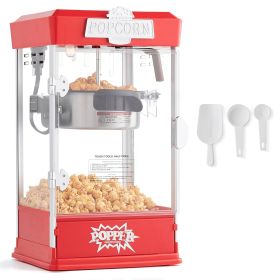 Popcorn Maker, 480W Popcorn Popper Machine, 4 Oz Kettle Makes 1.5 Gallon per Batch, Tabletop Popcorn Maker, Includes 3 Scoops, Movie Theater Styl