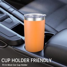 20 oz Tumbler Stainless Steel Tumblers with Lid Double Wall Vacuum Insulated Coffee Mug 20oz Powder Coated Cup for Hot and Cold Drinks, Orange, 1