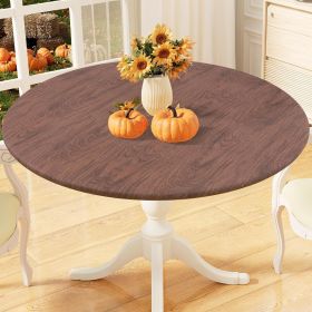Round Fitted Tablecloth with Elastic Edge, 100% Waterproof Oil Proof Plastic Table Cover