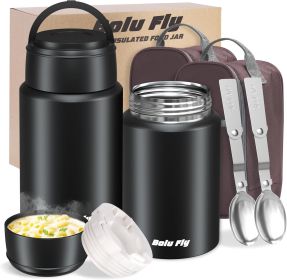 2 Pack Soup Thermo for Hot Food for Adults, Insulated Food Jar, Stainless Steel Vacuum Thermal Lunch Box Containers with Carry Bag and Spoon (18.