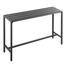 Outdoor Bar Table, 55 x 15 in Patio Bar Table, Waterproof Top & Sturdy Metal Frame, Rectangle Counter Height Dining Tables
