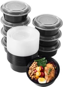 32 oz 50 ct Round Meal Prep Containers with Lids Plastic Food Storage Lunch Plan To Go Box Disposable Take Out Bowls BPA Free Durable Stackable M