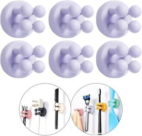 Silicone Toothbrush Holders - 6Pcs Razor Hooks Adhesive Wall Mounted for Hanging Towel Key Plug Cable