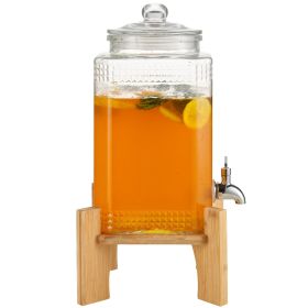 Beverage Dispenser, 1.5 Gallon Drink Dispensers for Parties, 2PC,Glass Juice Dispenser with Stand, Stainless Steel Spigot
