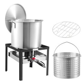 60 Qt Seafood Boiling Kit with Strainer, Outdoor Seafood Boil Pot and Basket, Cooking Set for Crab Crawfish Lobster Boiling